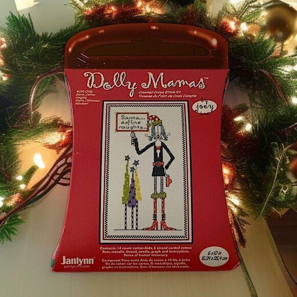 Dolly Mamas Counted Cross Stitch Kit Santa Define Naughty 019 0418 NEW Janlynn - Picture 1 of 16